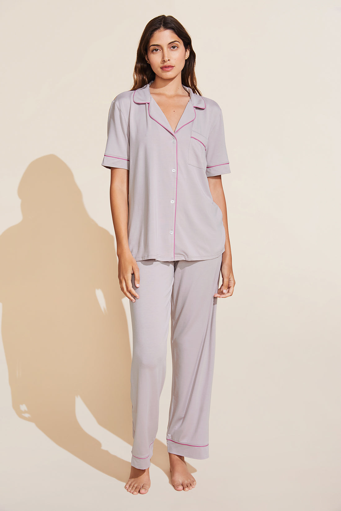 Gisele TENCEL™ Modal Short Sleeve & Pant PJ Set - Purple Dust/Italian Rose